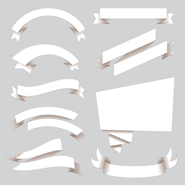 626x626 White Ribbons Collection Vector Free Download