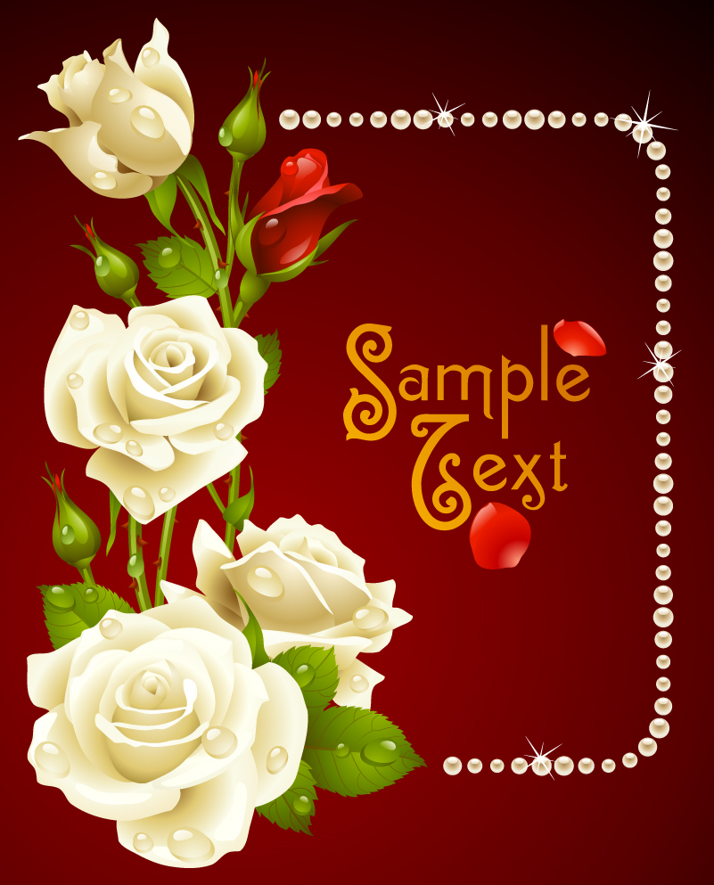 801x993 White Roses And Pearls Background Vector Free Vector Graphic