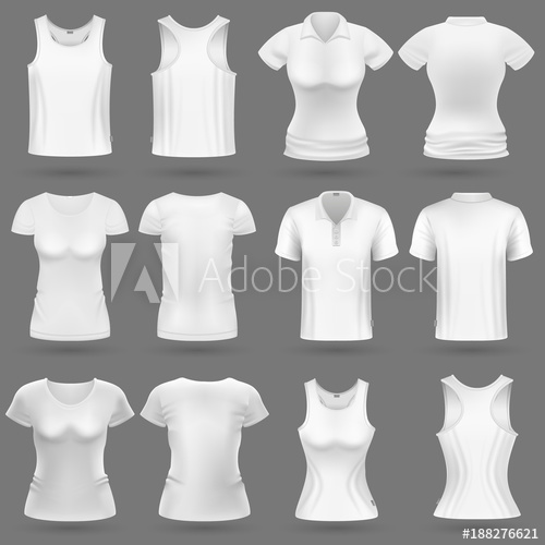 500x500 White Blank 3d T Shirt Vector Templates For Man And Woman Fashion