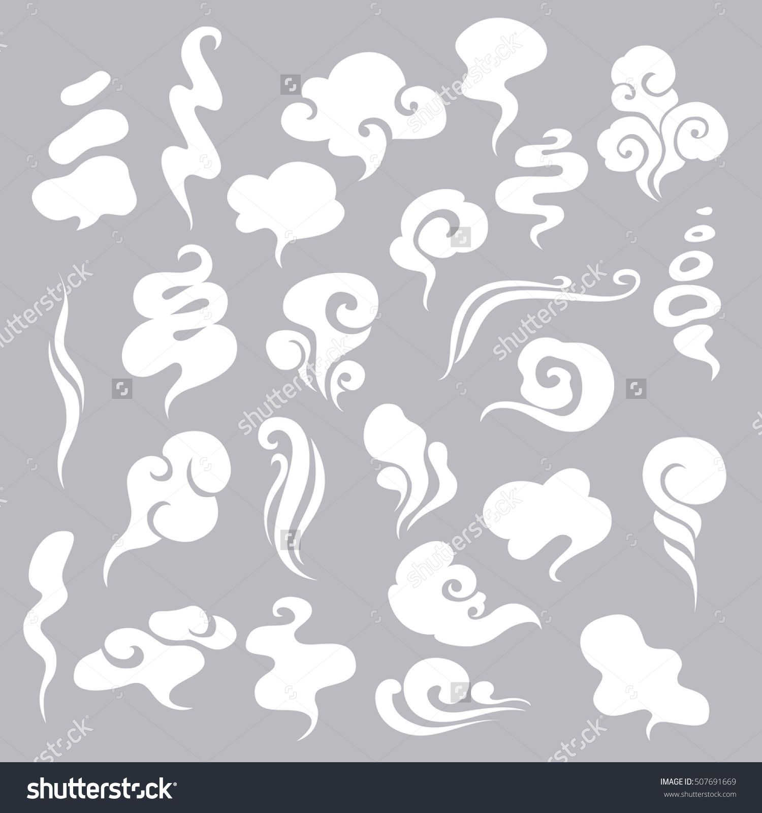 1500x1600 Set Of Smoke, Clouds, Fog And Steam Cartoon Vector Illustration