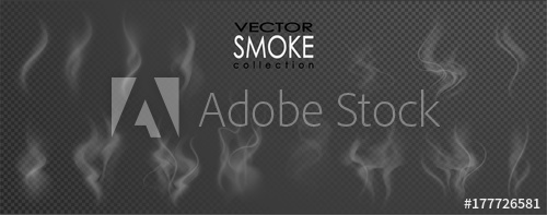 500x197 Smoke Vector Collection, Isolated, Transparent Background. Set Of