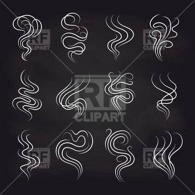 400x400 White Smoke Icons Set On Black Background Vector Image Vector