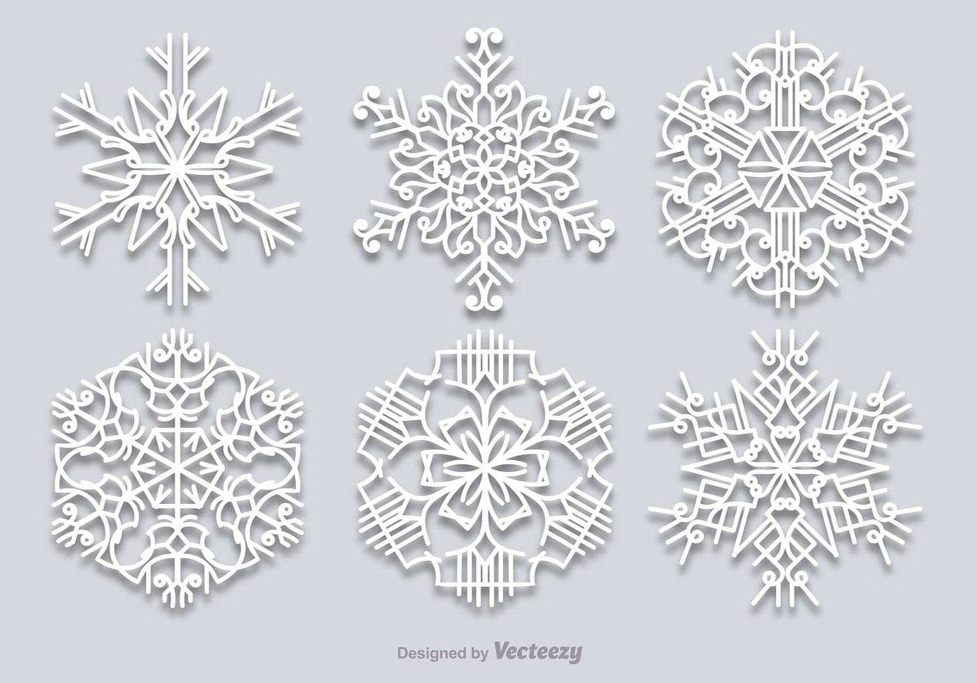 1400x980 White Snowflakes Set
