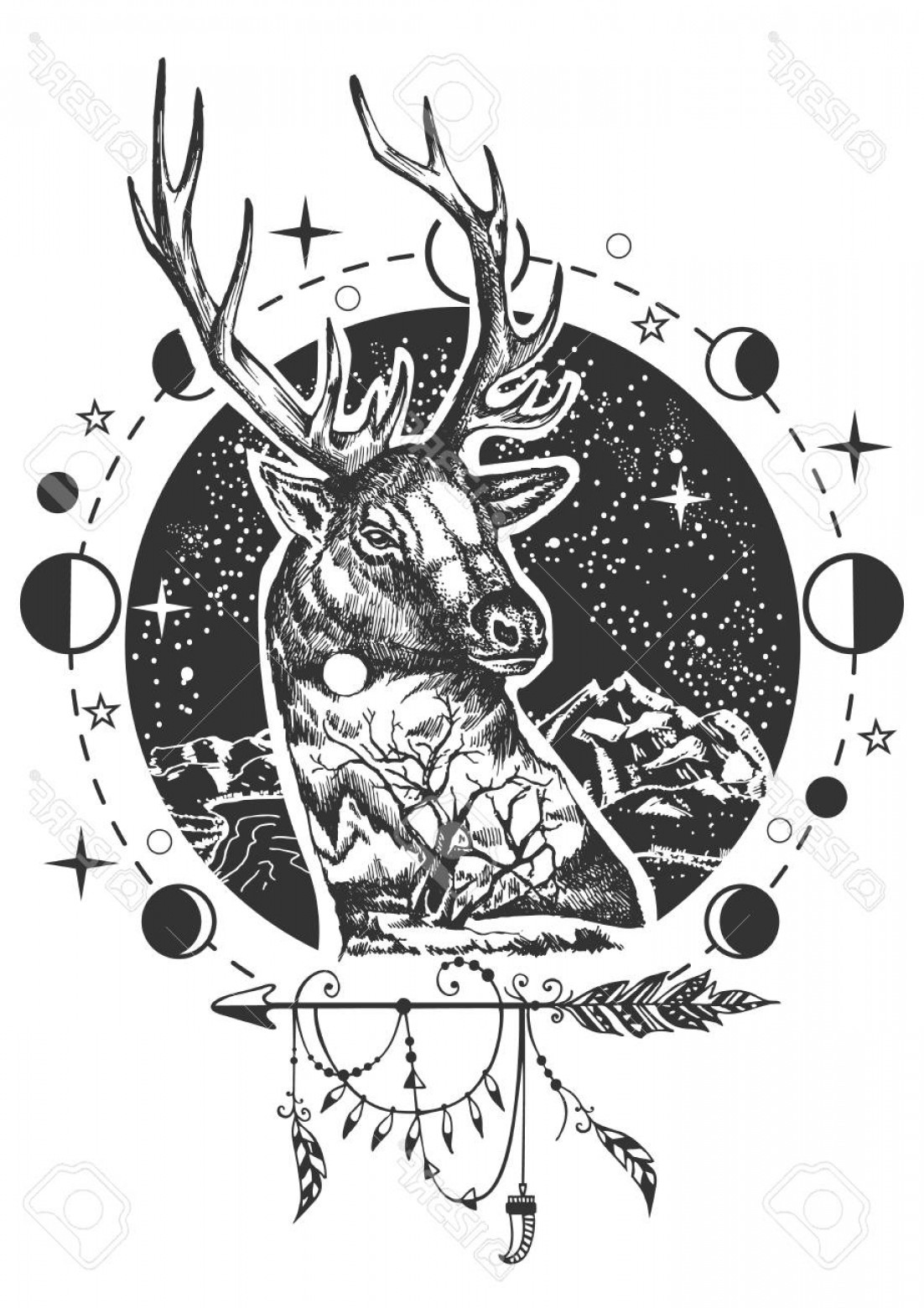 1102x1560 Photostock Vector Vector Animal Tattoo Or T Shirt Print Design