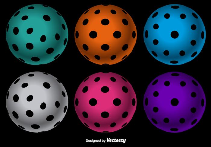 700x490 Vector Colorful Floorball Balls Set