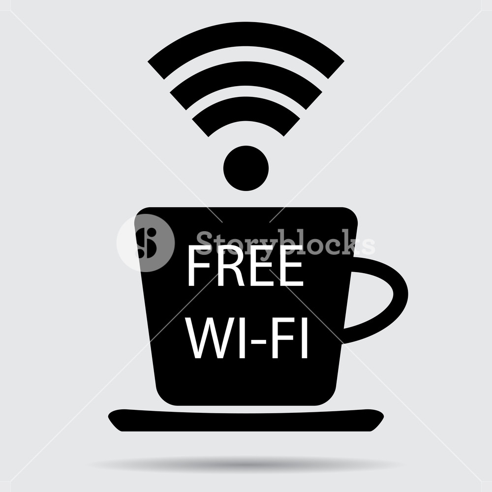 1000x1000 Free Wifi Vector. Cup Of Coffee And Wifi Icon, Free Internet And