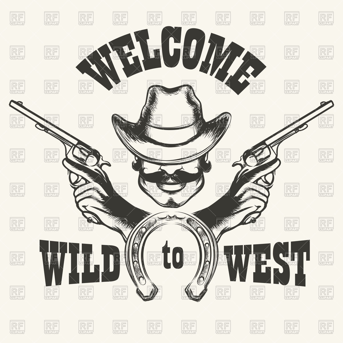 1200x1200 Retro Poster Welcome To Wild West Vector Image Vector Artwork