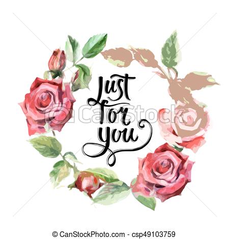 450x470 Wildflower Rose Flower Wreath In A Vector Style Isolated