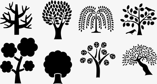650x348 Vector Black Silhouettes Of Trees, Black, Trees, Willow Png And