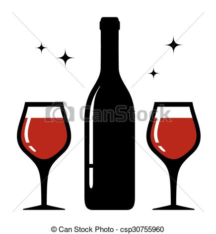 435x470 Isolated Bottle And Wine Glasses Icon. Isolated Icon With Bottle