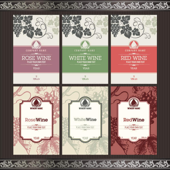 595x597 Vintage Elements Of Wine Labels Vector Material 02 Free Download