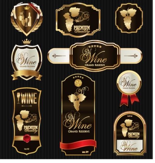 510x539 Luxury Golden Wine Labels Vector Free Download