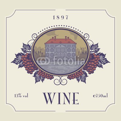 400x400 Vintage Wine Label, Vector 80964268), Aluminium Dibond, 40 X 40 Cm