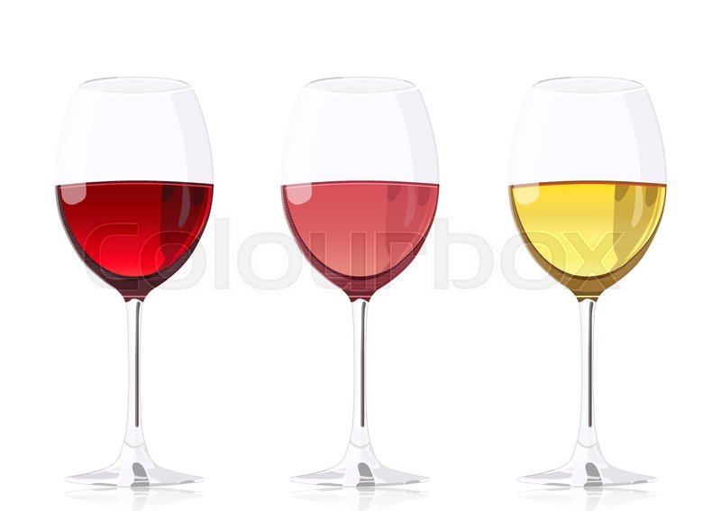 800x567 Set Glass Goblets For Wine, Vector Realistic Drawing. Wineglass