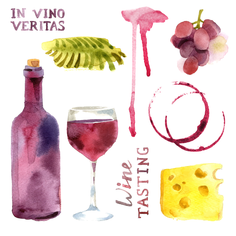 800x800 Wine Tasting Watercolor Vector Free Vector Graphic Download