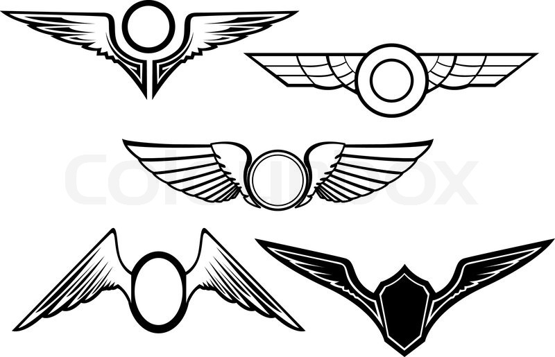 800x515 Set Of Wing Symbols Isolated On White Stock Vector Colourbox