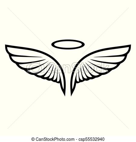 450x470 Vector Sketch Of Angel Wings On White Background.