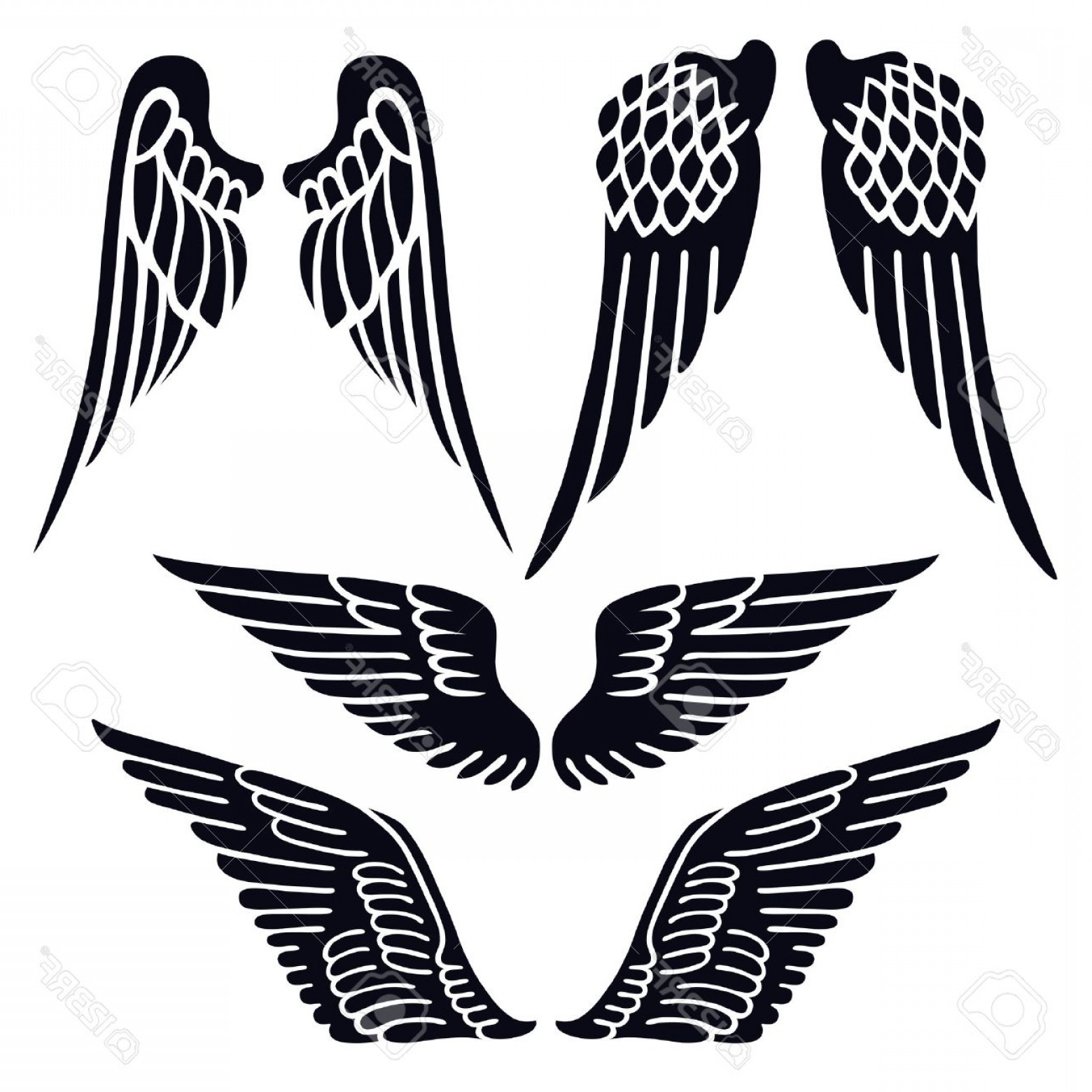 1560x1560 Photostock Vector Angel Wings Set Silhouette Isolated On