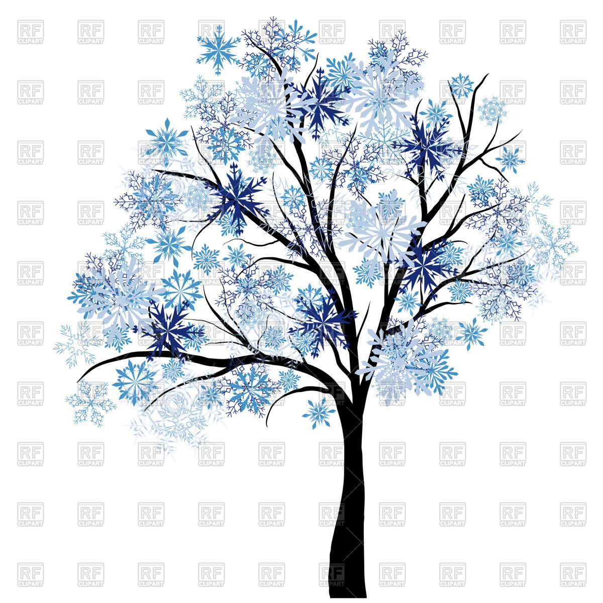 1200x1200 Beautiful Winter Tree With Snowflakes Leaves Vector Image Vector