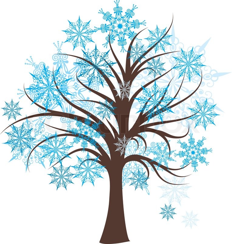 763x800 Decorative Winter Tree, Vector Illustration Stock Vector Colourbox
