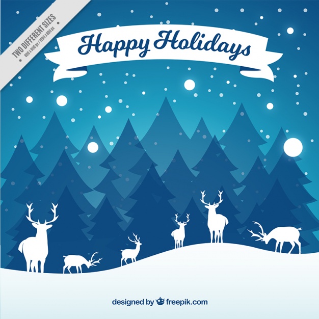626x626 Winter Background With Reindeer Silhouettes Vector Free Download