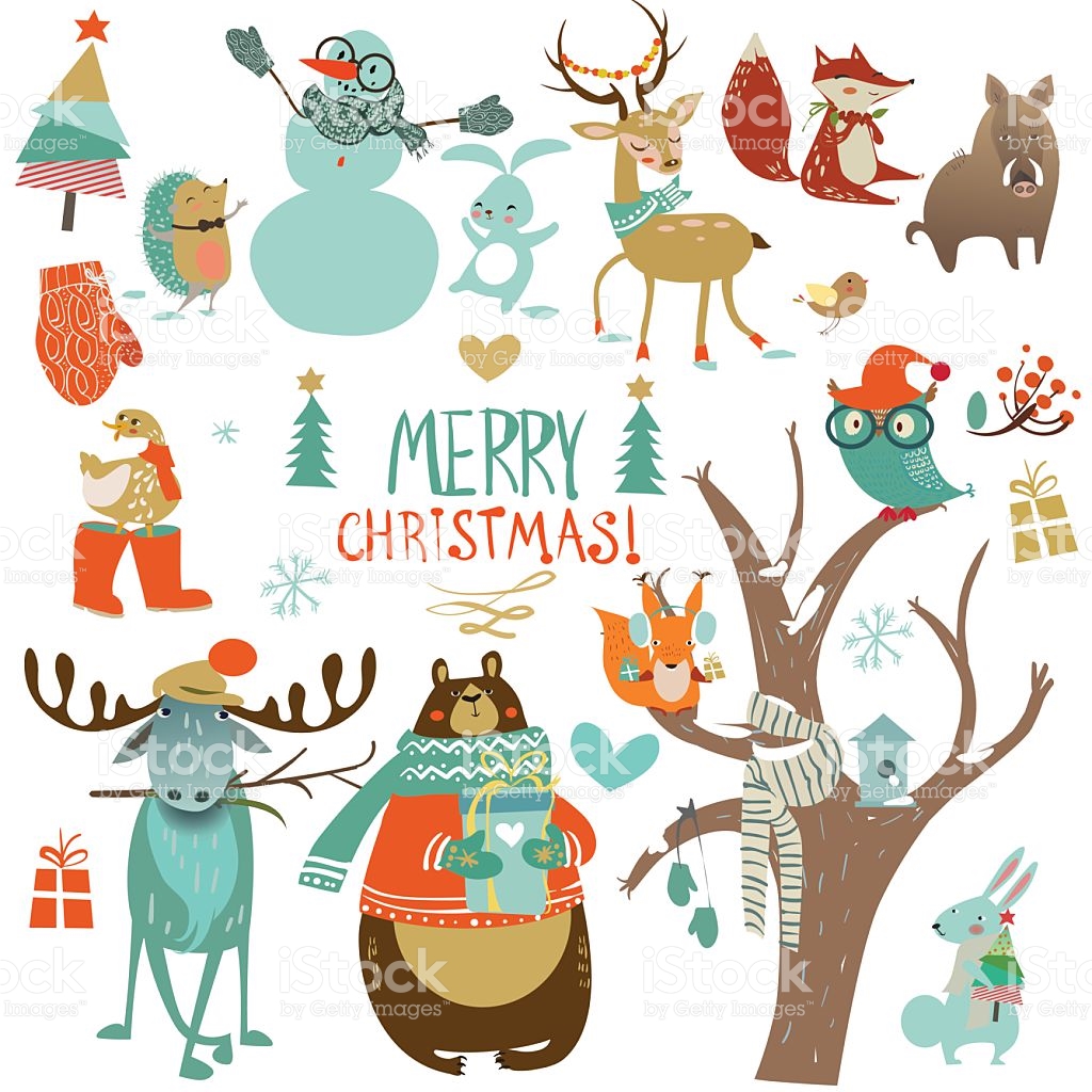 1024x1024 Winter Animals In Scarves Stock Vector Art More Images Of Animal