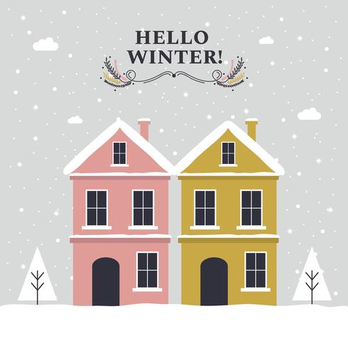 490x490 Hello Winter Vector Background
