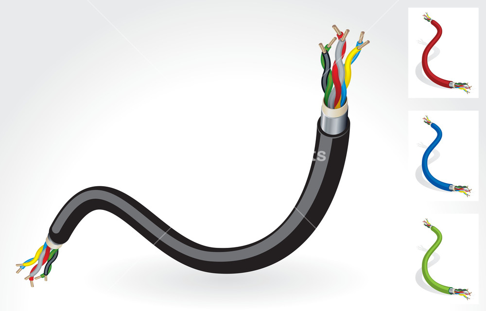 1000x640 Electric Wire. Vector. Royalty Free Stock Image