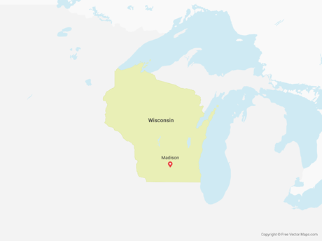 460x345 Vector Map Of Wisconsin Free Vector Maps