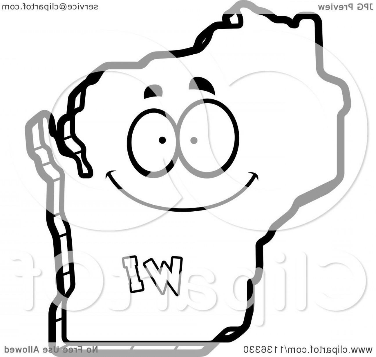1296x1228 Outlined Happy Wisconsin State Character Lazttweet