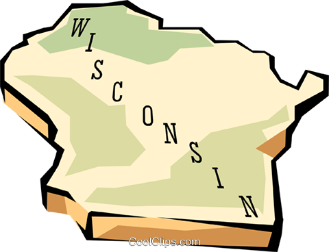 480x368 Wisconsin State Map Royalty Free Vector Clip Art Illustration