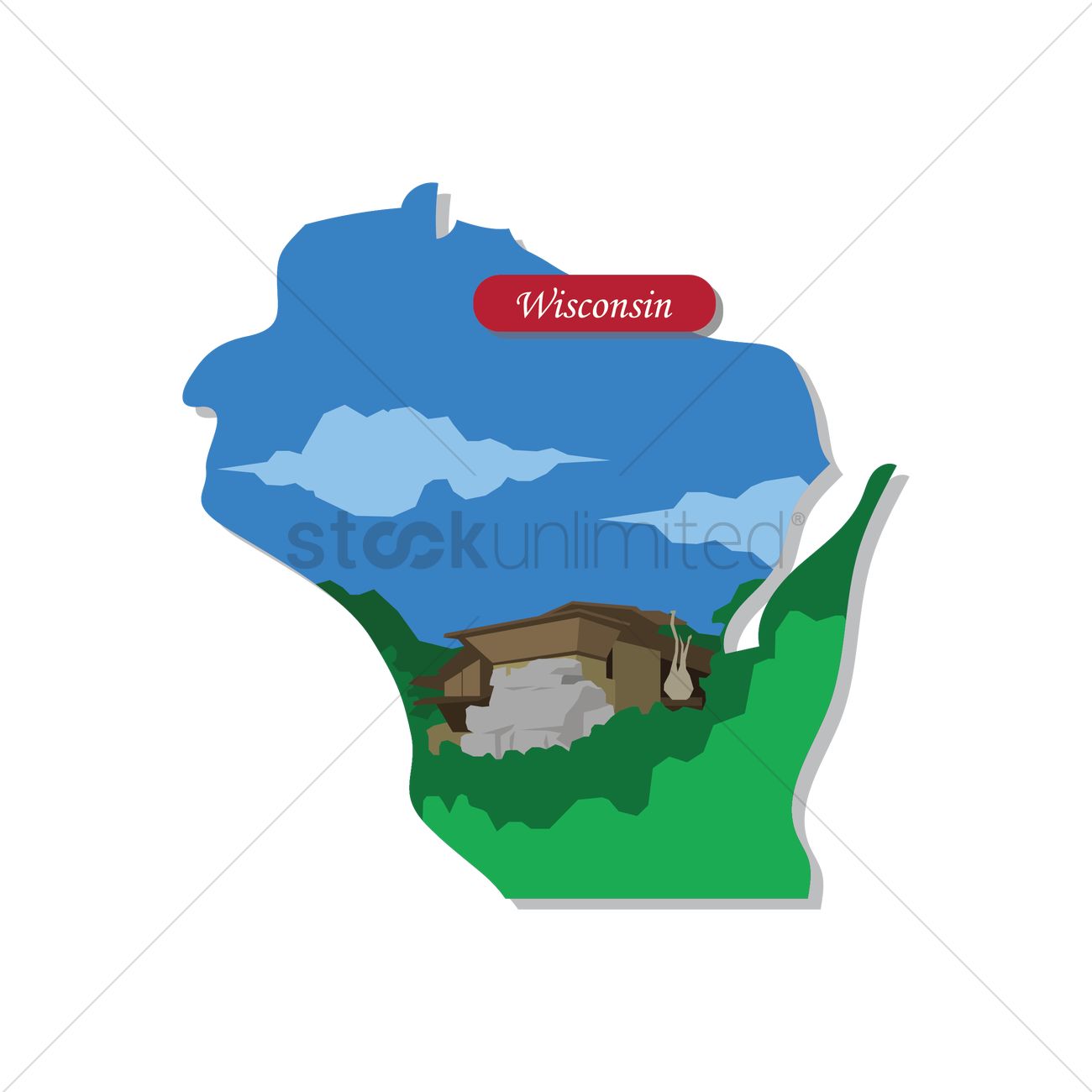 1300x1300 Wisconsin State Map Vector Image