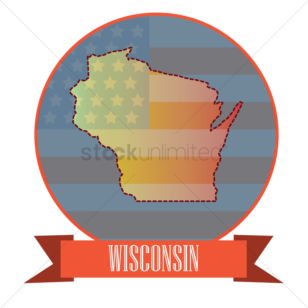 1300x1300 Map Of Wisconsin State Vector Image
