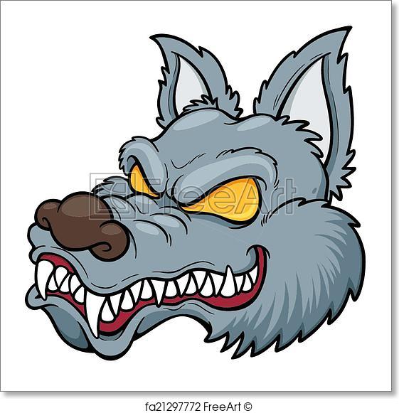 561x581 Free Art Print Of Wolf Face. Vector Illustration Of Cartoon Wolf