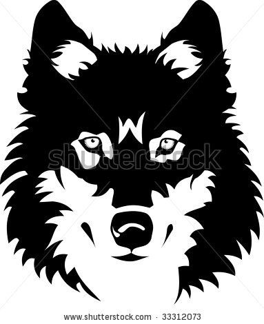 383x470 Vector Illustration Of Wolf Face Black And White Tattoo By