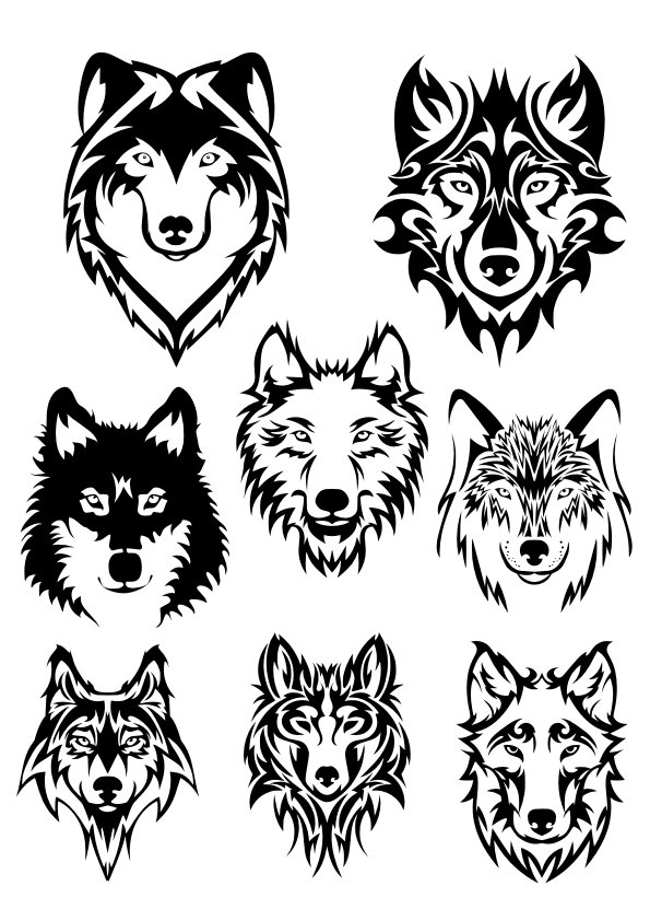 595x842 Wolf Face Silhouette Vector Art Free Vector Download