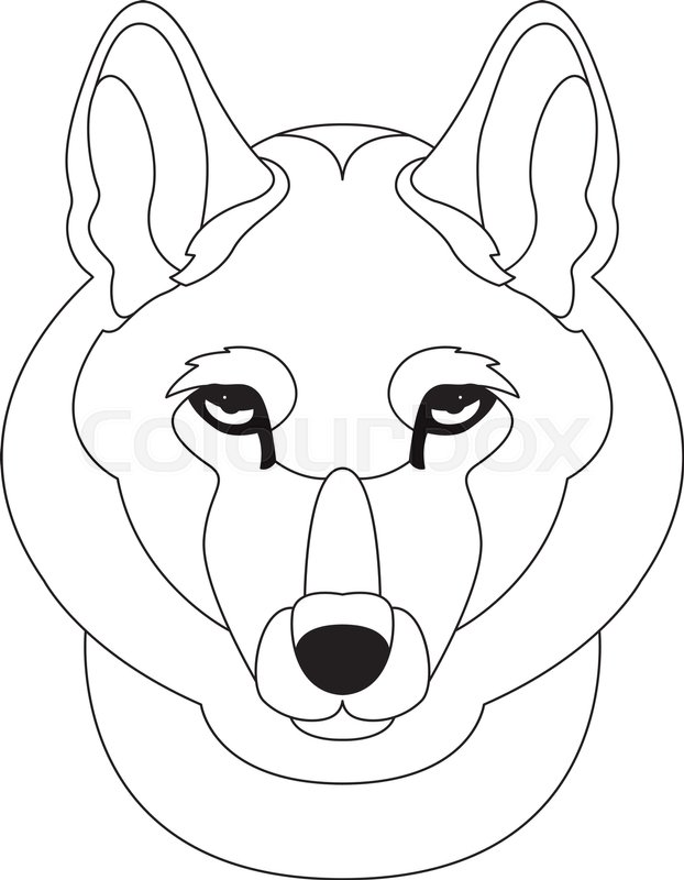 622x800 Wolf Face Head Vector Illustration Line Drawing Stock Vector