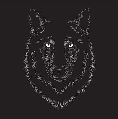 414x416 Wolf Face Vector Art Illustration Panou Animal