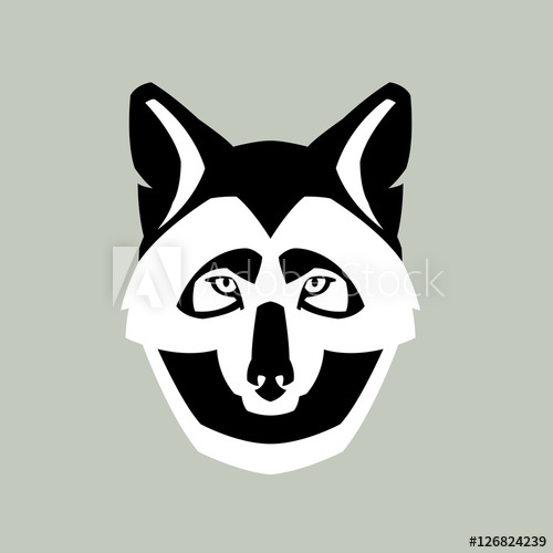 500x500 Wolf Head Vector Illustration Style Flat