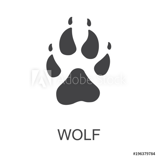 500x500 Vector Illustration. Wolf Paw Prints Logo. Black On White