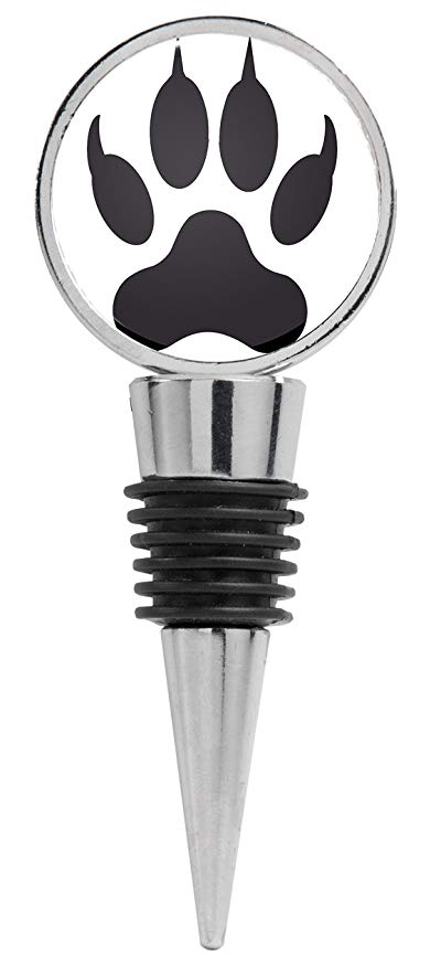 400x886 Vector Illustration Of Wolf Paw Print Wine Stopper