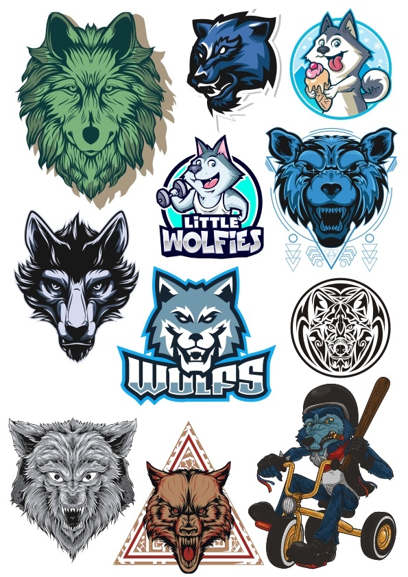 595x842 Wolf Vector Set Free Vector Download