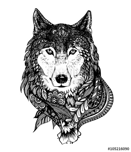 429x500 Hand Drawn Abstract Wolf Vector Illustration Stock Image And
