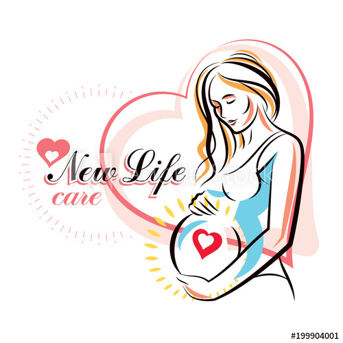 500x500 Pregnant Female Body Shape Hand Drawn Vector Illustration