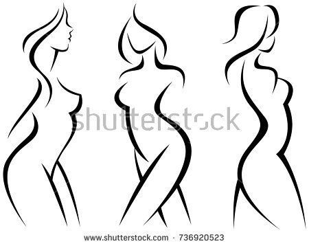 450x358 Set Of Stylized Silhouettes Woman Bodystock Vector Illustration