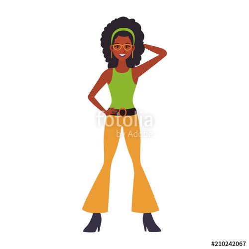 500x500 Disco Woman Cartoon Vector Illustration Graphic Design Stock