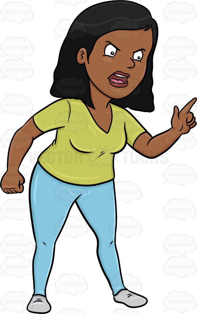 643x1024 An Angry Black Woman Scolding Somebody Clipart By Vector Toons