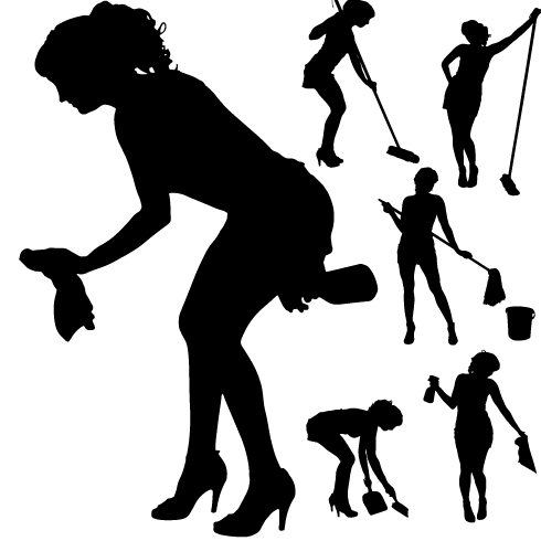 490x490 Creative Cleaning Woman Silhouette Design Vector 01 Free Download