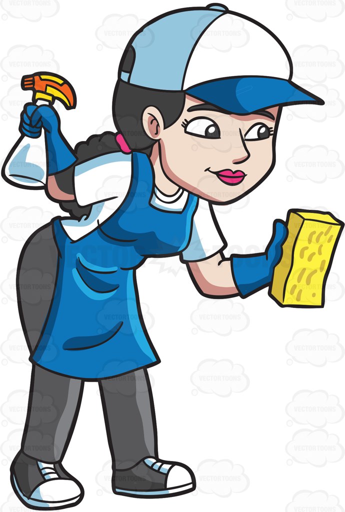 690x1024 A Woman Cleaning Glass Carefully Clipart By Vector Toons
