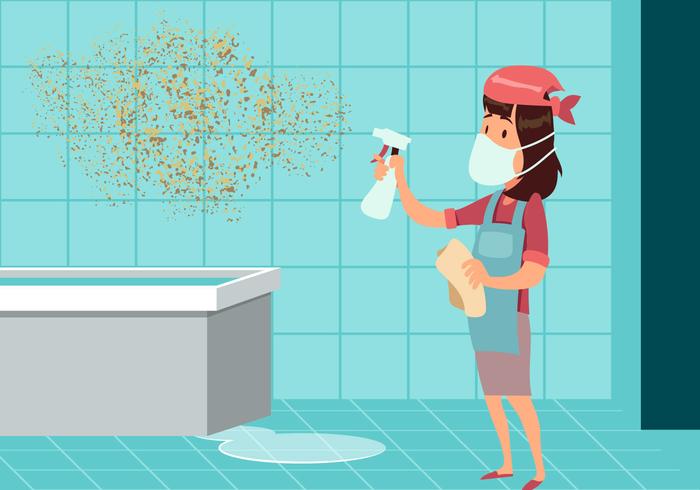 700x490 Woman Cleaning Mold Vector